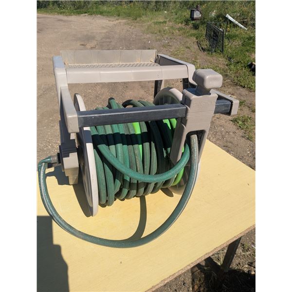 Wall mount garden hose reel with hose
