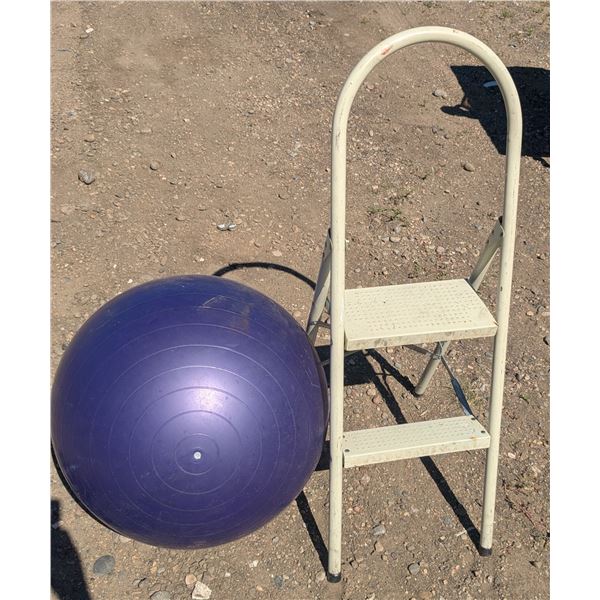24" exercise ball with two step ladder