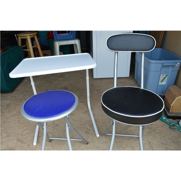 Fold Up Stools, Tray Table