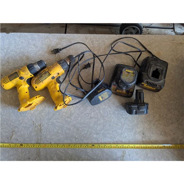 Dewalt cordless drills, with chargers and batterys, untested
