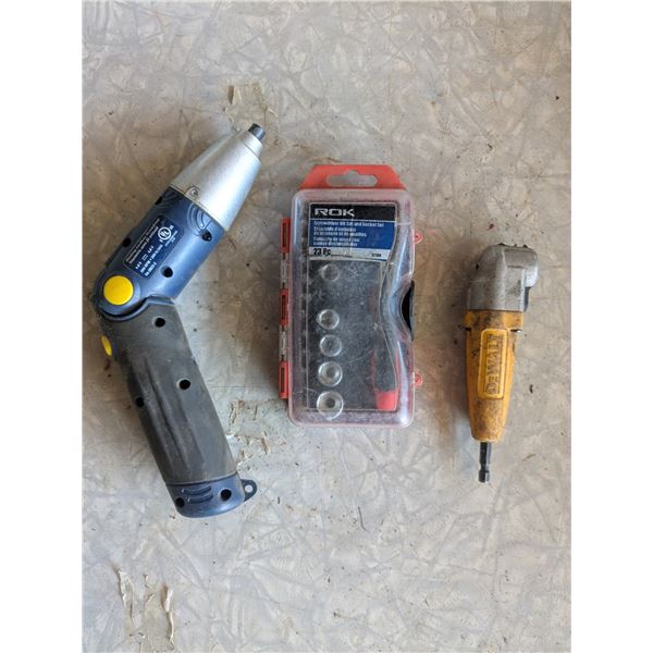 Cordless screwdriver with attachments