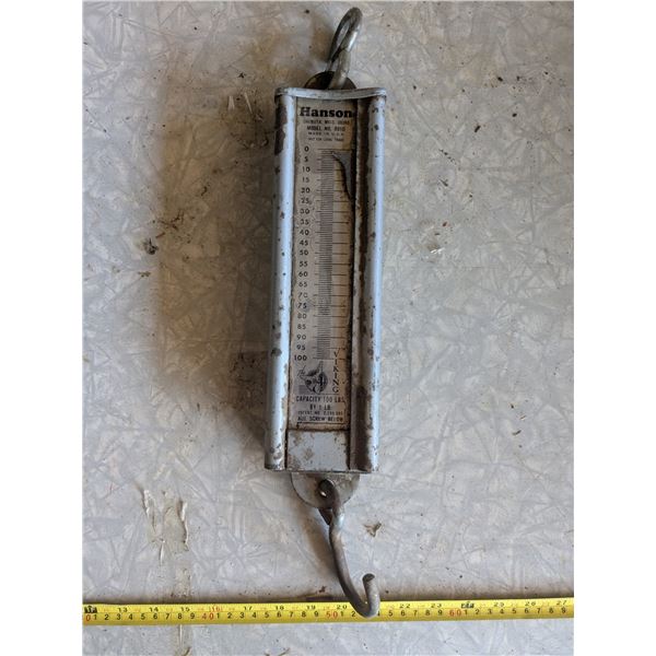 Vintage hanging scale, 1-100lbs