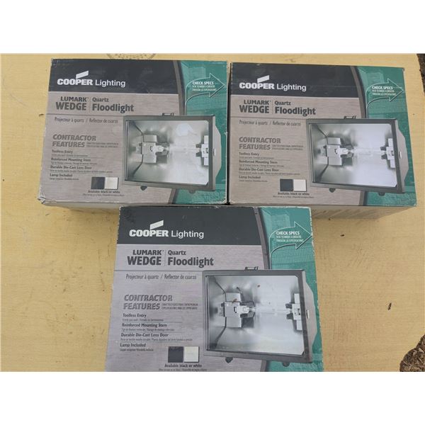 3 "Cooper Lighting", "Lumark Wedge",  light fixtures, new in boxes