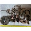 Image 2 : Antique tools, pullies, sad iron, oiler, insulators