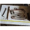 Image 2 : Assortment of tools, antique axe head-