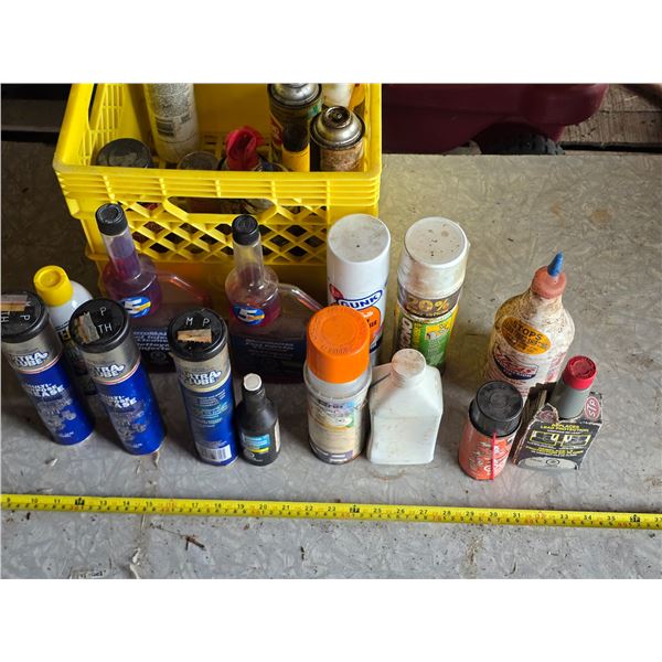 Shop supplies, fuel injector fluid, sprays, oils