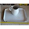 Image 2 : Enamel tray and pitcher