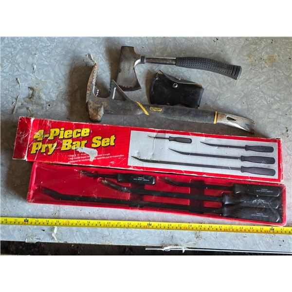 Pry bar set, hatchet, utility tool