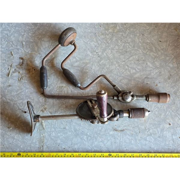 2 antique hand drills