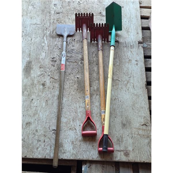 Assorted hand tools- shovel, scrapper