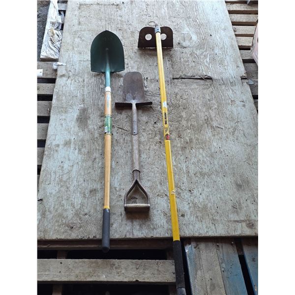 Assorted hand tools- shovels, hoe