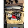 Image 1 : Basket of miscelaneous, index card holder, tripod