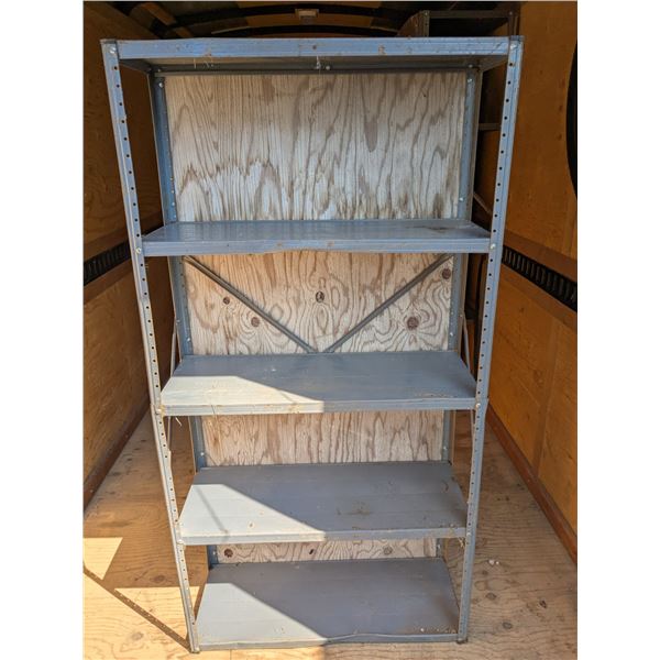 Metal shelves with wooden backing, 30x12x58"