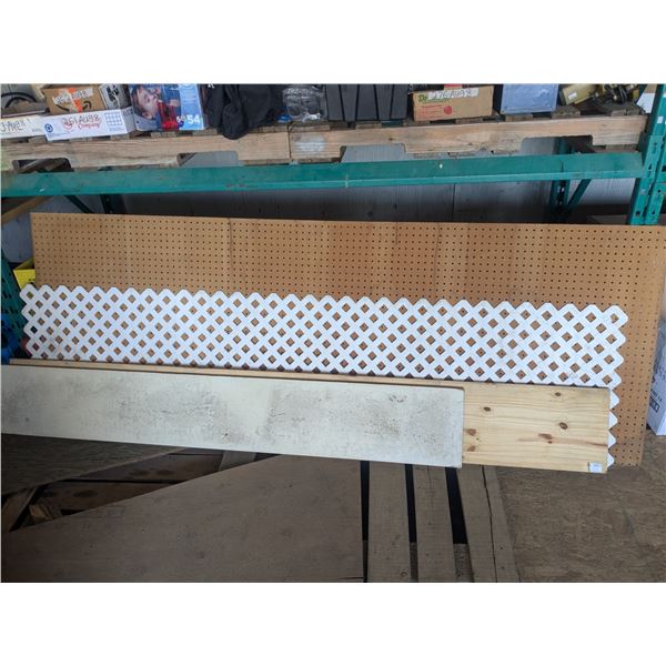 pegboard 34", lattice 24", two 12" shelf boards