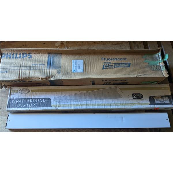 Fluorescent bulbs and two fixtures. 48"