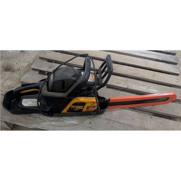 Poulan pro, 18" bar, 42cc, bar cover and transport/ storage tra, good compressiony