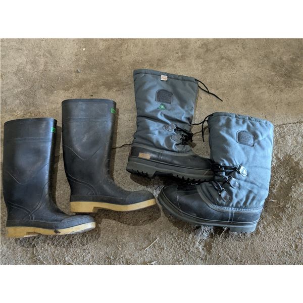 Mens size 9 steel toe rubber boots and winter boots