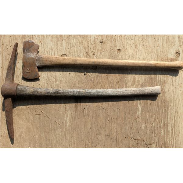 Pickaxe with double sided axe, 36" handles