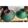 Image 1 : Vintage-style green and red hard plastic Christmas tree stand.