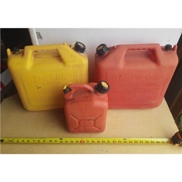 20L Gasoline, 20L Diesel and 5L Gasoline Cans.