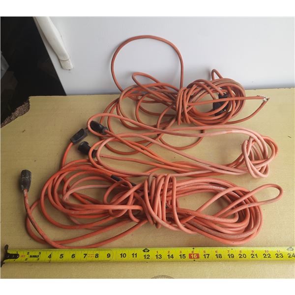 (3) Orange extension cords. (Untested) (Minor Cuts Seen, See Photos)