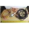 Image 1 : Air Compressor Hose, Vintage-style incandescent "trouble light" and Black Electric Cable -Damaged, s