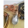 Image 3 : Air Compressor Hose, Vintage-style incandescent "trouble light" and Black Electric Cable -Damaged, s