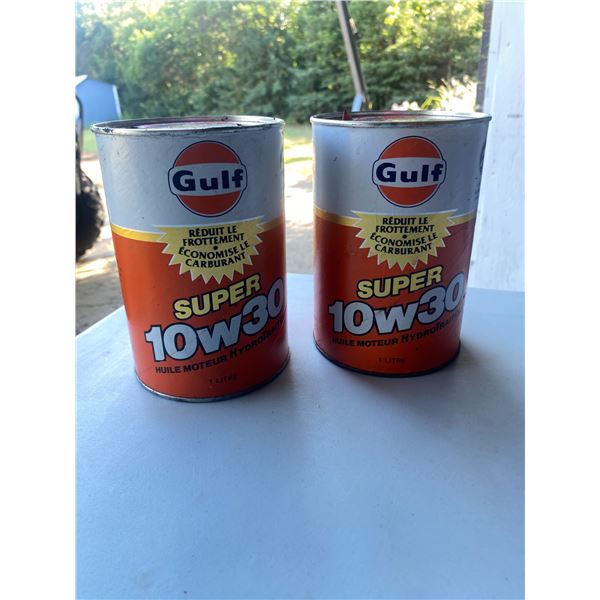 Two Gulf oil cans