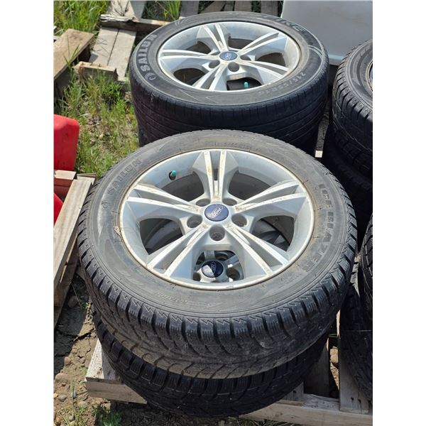 Set of 4 tires and ford rims- 215/55R16- 5 bolt