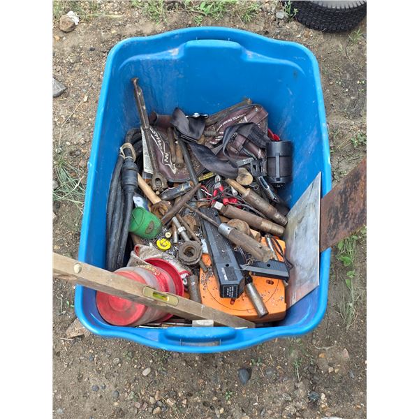 Bin of various tools and hardware