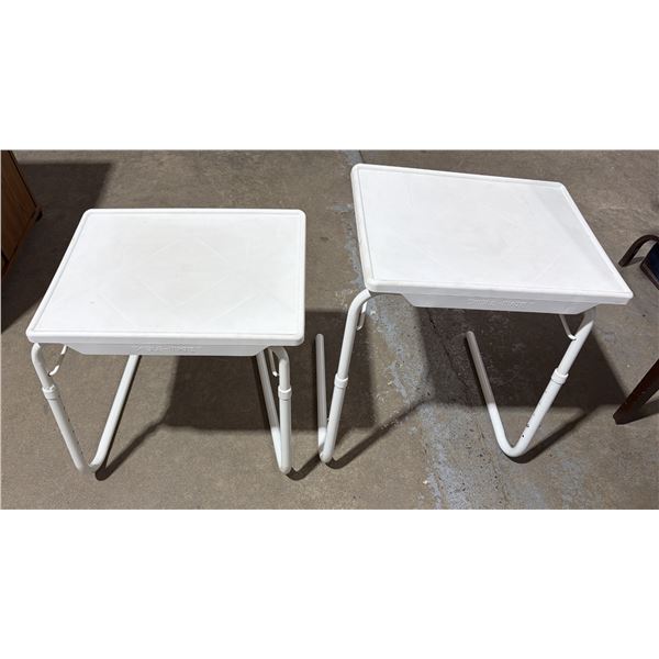 (2) Table-Mate II folding tables, featuring white, height-adjustable, and tilting surfaces.