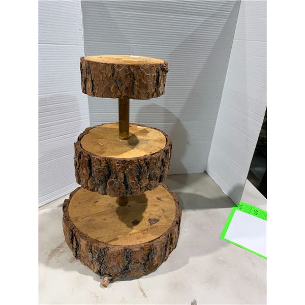 Rustic wood decor, tiered