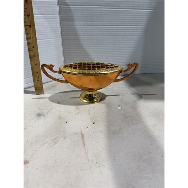 vintage mid-century modern copper and brass rose bowl