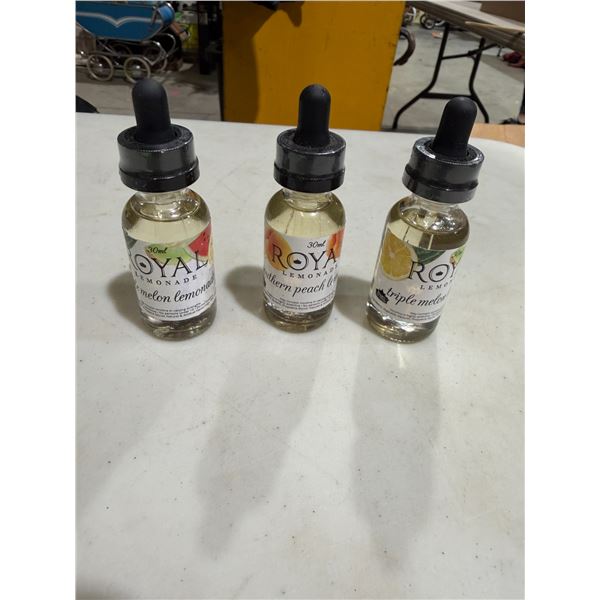 Royal lemonade, triple melon, and southern peach vape juice must have valid ID