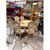 Image 1 : Table and chairs on chair needs leg repai 2 have damage in the back see picture