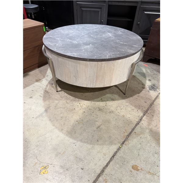 Honor 42" round coffee table white wash/grey stone