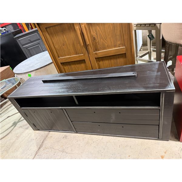 Media cabinet in 59" x 15 1/2" legs are inside. Handles are inside. It was never fully put together.