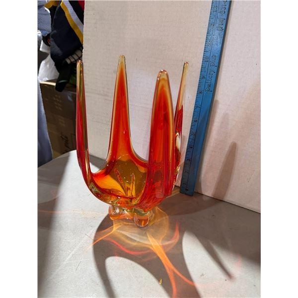 vintage mid-century modern hand-blown art glass centerpiece bowl or vase