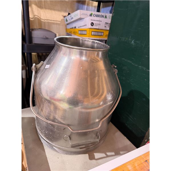 vintage stainless steel milking machine bucket