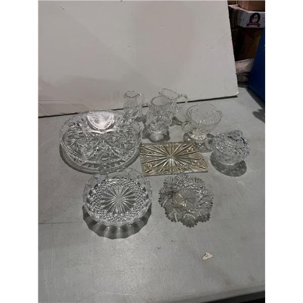 Crystal, serving trays and creamers, etc.
