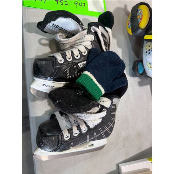 BAUER skates child size 8, and Canuck mitts