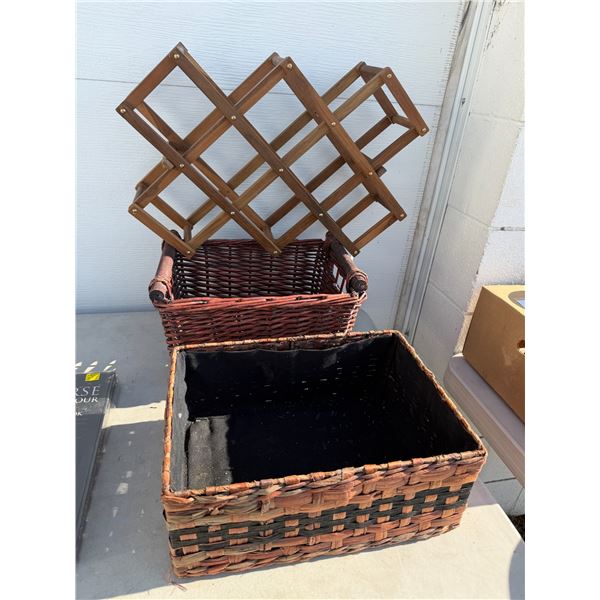 Baskets and wine rack
