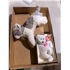 Image 1 : TY beanie baby and gray tabby cat