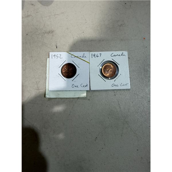 Canada one cents 1967 in 1952