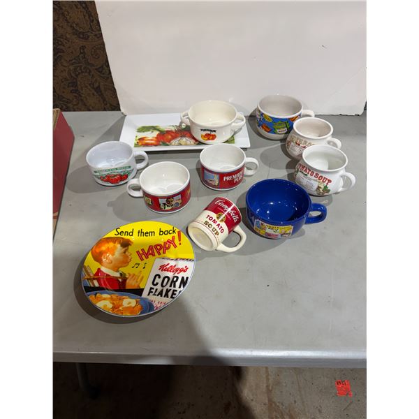 Soup bowls, and other advertising dishes
