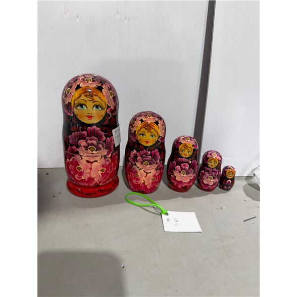 Russian hand-painted 5 MATRYOSKA nesting dolls