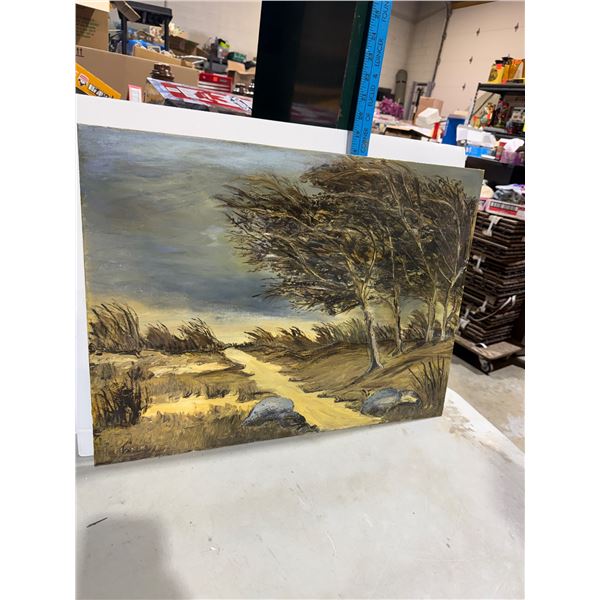 Vintage windswept Landscape oil painting