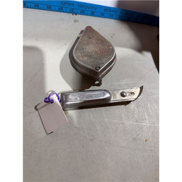 Vintage chalk reel & Kutto Knife Usa