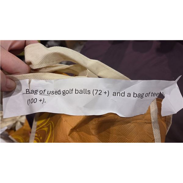 Bag of golf balls and tees