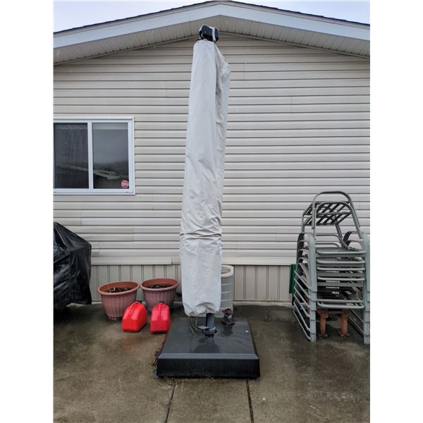 Large outdoor umbrella with stand